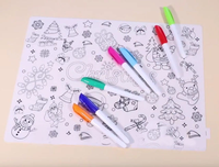 Tapis de table pour bébé en silicone écologique classique 40x30cm Non toxique Résistant à la chaleur pour les enfants Peinture Coloration Dessin