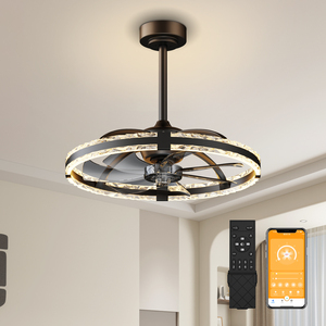 24'' Energy Saving Downrod <b>Ceiling</b> Fan with <b>Light</b> 3000K-6500K Stepless Dimmable LED Fandelier for Bedroom Home <b>office</b> - Product Image 3