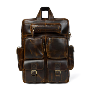Sac à dos en cuir véritable pour homme, élégant et robuste, fait à la main, cuir de haute qualité, design durable avec un grand espace de rangement, ajustement confortable - Product Image 5
