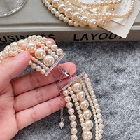 Collier de perles de luxe de marque S avec placage or véritable, perles multicouches tendance, chaîne de clavicule, sensation haut de gamme, style célébrité