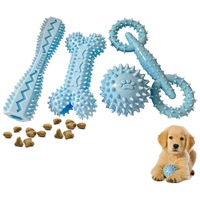 Furrivo - Juego de 4 Juguetes Masticables para Perros de TPR Rosa, para Limpieza Dental Diaria, Dispensador de Golosinas, para Cachorros y Perros Pequeños, OEM Personalizado