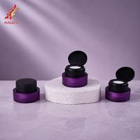 Pot en plastique vide violet TOEM/OED personnalisé de 2,5/5 g avec couvercle rabattable pour gel à ongles, baume, cosmétiques, soins de la peau, échantillons