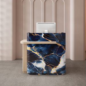 Comptoir de réception moderne de luxe sur mesure, peinture haute brillance, style marbre, pour <span class=keywords><strong>bureau</strong></span> d'entreprise, restaurant - Product Image 1