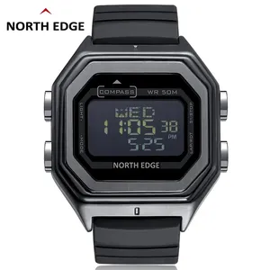 NORTH EDGE Men's Digital sport Sport Watches Men 50M Waterproof Outdoor Metal Watch Compass World Time Stopwatch Countdown