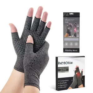 Hot Selling Cotton Spandex Compression Arthritis Glove With Grip For Hand Pain Relief Reducing Swelling