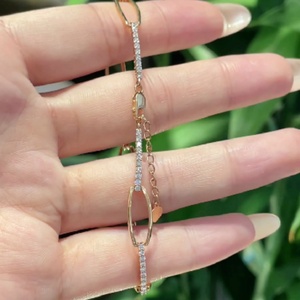 Custom Fashion 10K 14K 18K Yellow <b>Gold</b> Filled Pave Paperclip Lab Grown Diamond Brilliant Cut IGI Certified Bracelets <b>Bangles</b> - Product Image 4
