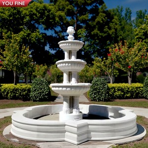 YOUFINE Fuente de Cuatro Niveles de Mármol Blanco Tallada a Mano Personalizada para Entrada Circular de <span class=keywords><strong>Gran</strong></span> Propiedad - Product Image 4