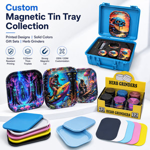 Custom Logo Printed Tinplate Metal Rolling Tray with Strong Magnetic Lid Set 18x14cm Wholesale Trippy Psychedelic Astronaut Smok - Product Image 3