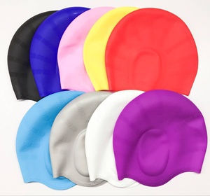 <span class=keywords><strong>Prix</strong></span> de gros Nouveau design de chapeau de bain en caoutchouc antidérapant avec logo personnalisé Bonnets de bain en silicone avec protection des oreilles - Product Image 6
