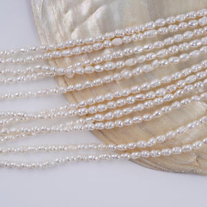 Perles d'eau douce en forme de riz de 3-4 mm, perles de coquillage, perles enfilées, matériel de bijouterie, perles en vrac promotionnelles - Product Image 3