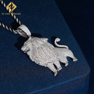 Hip Hop Iced‑Out 3D Lion Pendant 925 Silver Plated Moissanite Jewelry Luxury Bling Charm for <b>Men</b> - Product Image 6