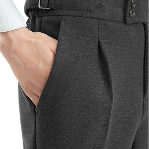 Pantalon Napolitain OEM, coupe ajustée, taille haute, léger, en coton, style italien, décontracté, jambe droite, long - Product Image 4