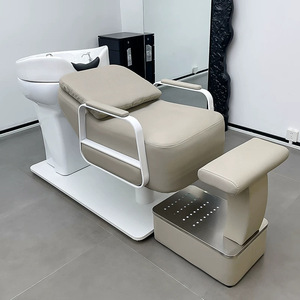 Bac à shampoing en céramique haut de gamme pour salon de coiffure — Unité de lavage semi-inclinable en acier inoxydable - Product Image 4