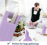 Serviettes en papier Airlaid jetables effet lin avec pochette intégrée pour couverts, pré-pliées pour mariages, fêtes et dîners d'anniversaire