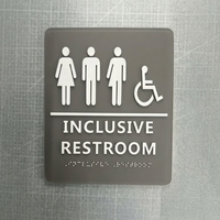 Plaque d'identification de toilettes unisexe en acier inoxydable IP65 résistante aux intempéries avec caractères braille en relief, taille/couleur/design personnalisés, affichage LED