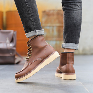 Botas de Trabajo para Hombre de Alta Calidad 2026, Estilo Británico de Media Caña, Zapatos de Cuero Genuino, Estilo Retro Americano - Product Image 2