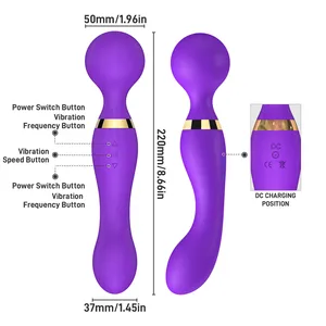 Double Heads Dildo Vibrator for Women 20 Speeds Powerful AV Magic Wand Massager Clitoris Stimulator G Spot Sex Toy Adults Goods