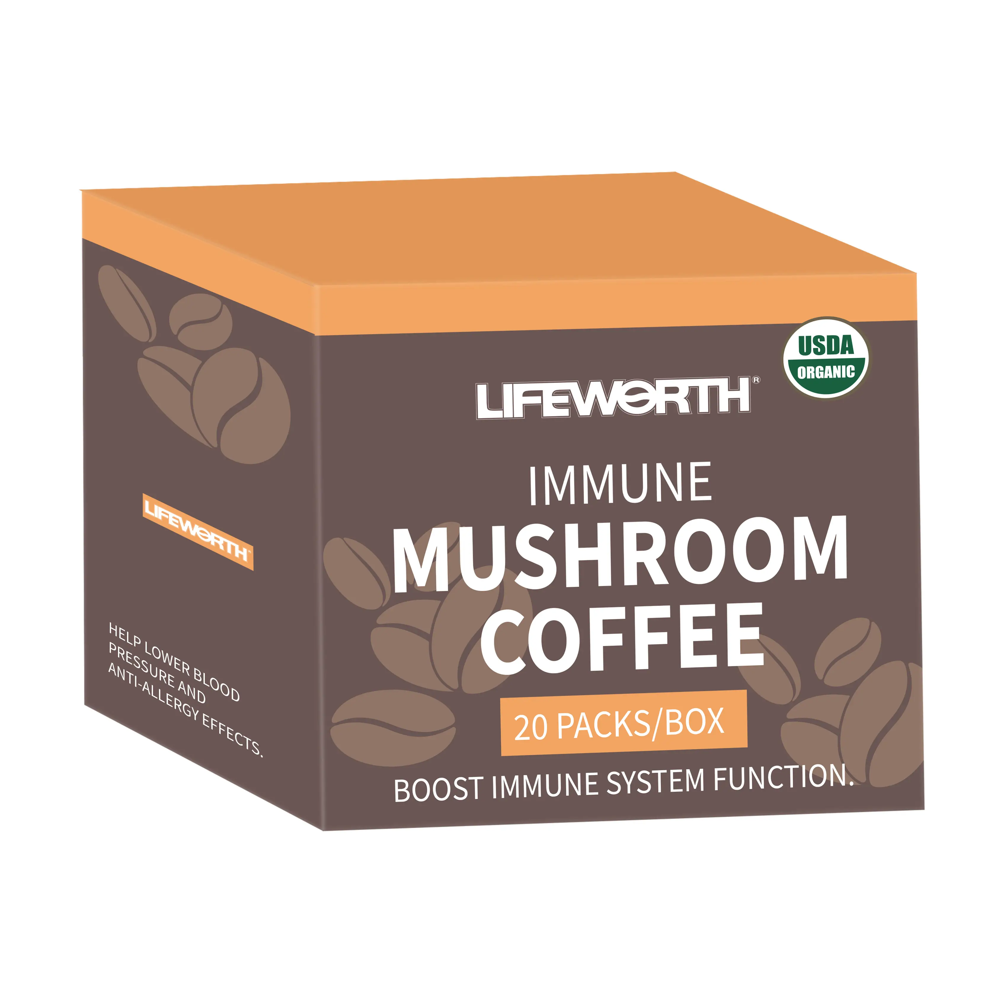 Lifeworth Bulk Ganoderma Coffee 100% Organic liofilizzato Reishi Mushroom Latte Lingzhi Ganoderma Lucidum caffè istantaneo Cafe