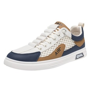 Zapatillas deportivas de malla con cordones para hombre, transpirables, con diseño hueco, informales, planas, con suela intermedia de EVA y suela exterior de goma, con patrón degradado. - Product Image 1