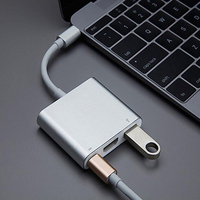 Lishan LS916 4K Hub 3-in-1 USB 3.0 Hub Type C dengan pengisian daya PD & Transfer Data paduan aluminium