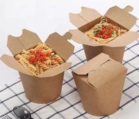 Boîte de nouilles en papier kraft jetable, logo acceptable du client à emporter, boîte d'emballage pour pâtes, fast food