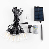 Guirlandes lumineuses solaires LED pour extérieur, étanches IP44, ampoules Edison ST38, lumières féériques pour jardin, patio, bistrot, décoration de fête