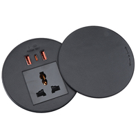 Prise de courant intelligente pour meubles de bureau Mini prise à œillets ronde avec USB-A + USB-C 10A ABS Prise de courant européenne de bureau intégrée