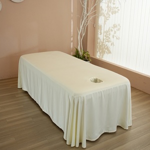 Parure de lit de luxe en satin blanc pour salon de beauté, draps de massage et spa, couvre-lit avec trou, taie d'oreiller, housse de tabouret, housse de couette - Product Image 3