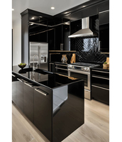 Armoires de cuisine modernes CBMmart en noir complet, design professionnel, avec un bon rapport qualité-prix, meubles de cuisine modulaires