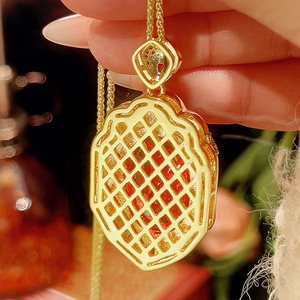 Vintage Jewelry Eco-friendly <b>Copper</b> Gold Plated 18*25MM Oval Shape Emerald Zircon Pendant Necklace for Evening Banquet Wear - Product Image 6