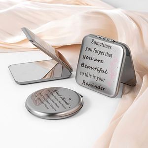 Miroir de poche personnalisé en argent, miroir pliable double face, miroir de maquillage en acier inoxydable avec logo - Product Image 5