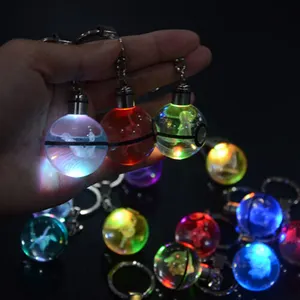 30Mm Kristal Desain Dragonite Bola Keychain Berubah Warna Mainan Cahaya Malam Hadiah Anak-anak