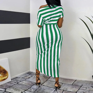 S-XXL nouveau été femmes Sexy imprimé à manches courtes col diagonal robe irrégulière robe de soirée - Product Image 3
