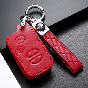 Coque de clé de voiture en cuir faite à la main pour Toyota Land Cruiser Prado Camry Reiz porte-clés intelligent couvre avec fermeture suspendue - Product Image 3