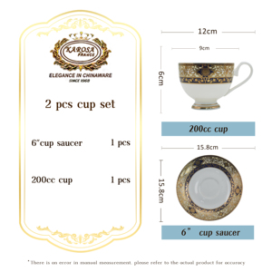 ชุดถ้วยกาแฟและจานรองจากประเทศจีนลายกระดูกสวยงาม2ชิ้นมีดีไซน์ลายนูนสีทองรวมกล่องของขวัญที่สวยงาม - Product Image 5