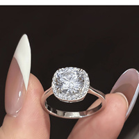 Bague Solitaire Carrée en Moissanite 2 Carats Couleur D en Argent 925 avec Sertissage Bezel, Vente en Gros OEM ODM Direct Usine