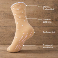 Calcetines de Yoga y Pilates Antideslizantes con Diseño de Puntos para Mujer, Personalizados al por Mayor, OEM, Tejidos en Jacquard, de Algodón, para Ejercicio y Deporte