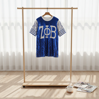 Brand New Sorority Zeta Phi Beta Inspiré Design Bling Sequin Making Greek ZPB Crest 1920 Soror Apparel Cheering Squad T-Shirt