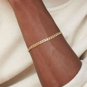 Bracelets chaîne gourmette minimalistes en argent sterling S925 plaqué or 18 carats CANNER 4 mm, vente en gros pour femmes et hommes - Product Image 4