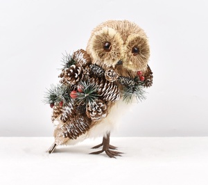 Alto sentido hecho a mano DIY escena decoración piña ardilla ornamento oso estatuilla búho ornamento - Product Image 3