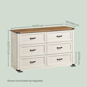 VASAGLE 137 cm Breite Moderne Farmhouse Kommode mit Metallgriffen 6-Schubladen-Schrank für Schlafzimmer - Product Image 3