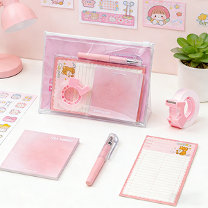 Juego <span class=keywords><strong>de</strong></span> Papelería Rosa <span class=keywords><strong>de</strong></span> 10 Piezas, Bolígrafos y Cortador <span class=keywords><strong>de</strong></span> Cinta Adhesiva, Bolsa <span class=keywords><strong>de</strong></span> PVC, Venta al <span class=keywords><strong>por</strong></span> <span class=keywords><strong>Mayor</strong></span> para Escuela y Oficina |   Logotipo <span class=keywords><strong>de</strong></span> Embalaje Personalizable - Product Image 2