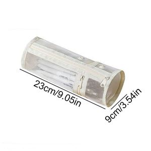 Mesh Pencil Case Transparent Large-Capacity Minimalist Vertical Stationery <b>Bag</b> Primary <b>School</b> Students Cute High-Value Wholesale - Product Image 6