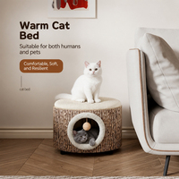 Tapis rond pour chat en tissu résistant aux rayures, avec coussin en mousse à mémoire de forme à haute résilience, meuble pour animaux de compagnie à double usage