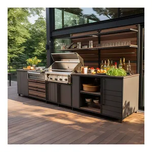 Desain Modern Stainless Steel Outdoor Set lemari dapur