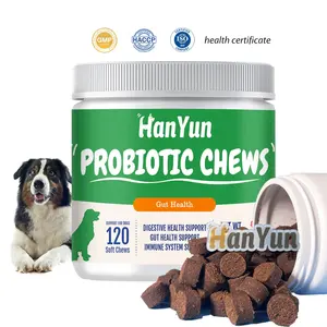 HANYUN Label Pribadi Perawatan Kunyah Probiotik untuk Anjing Dukungan Kesehatan Pencernaan, Dukungan Kesehatan Usus, Dukungan Sistem Kekebalan Tubuh