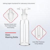Bouteille de lavage de gaz en verre borosilicate 3.3 transparent à parois épaisses, avec bouchon PBT, joint standard, multi-trous, de 125 mm à 20000 ml