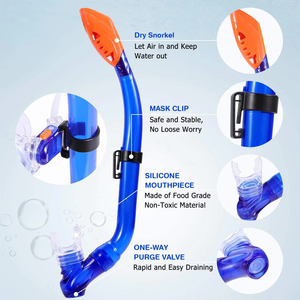 Tube de plongée entièrement sec pour enfants Embout buccal en silicone étanche Technologie sans fuite Tube respirant pour l'utilisation en <span class=keywords><strong>piscine</strong></span> - Product Image 6