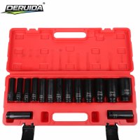 DERUIDA Vente en gros d'autres outils pour véhicules, jeu de douilles 1/2, kit de réparation automobile, ensemble de 15 douilles et outils de quincaillerie