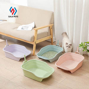 Saiji new style environmentally large plus height cat toilet custom color semi automatic puppy kitty litter box
